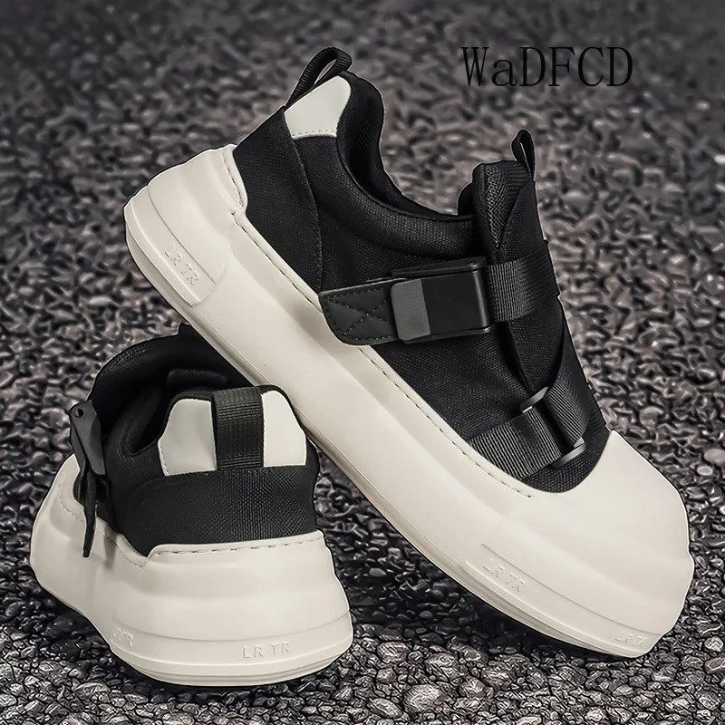 

Мужские повседневные кроссовки: оригинальный дизайнерский стиль, легко сочетаемые, модные, из кожи и ткани, дышащие, на платформе, увеличивающие рост