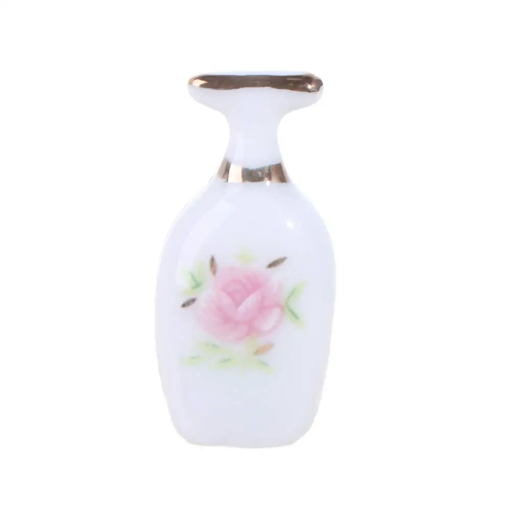 Acessório de Banheiro Exquisito para Casa de Bonecas em Escala 1/12, Estilo Vintage com Flores de Porcelana