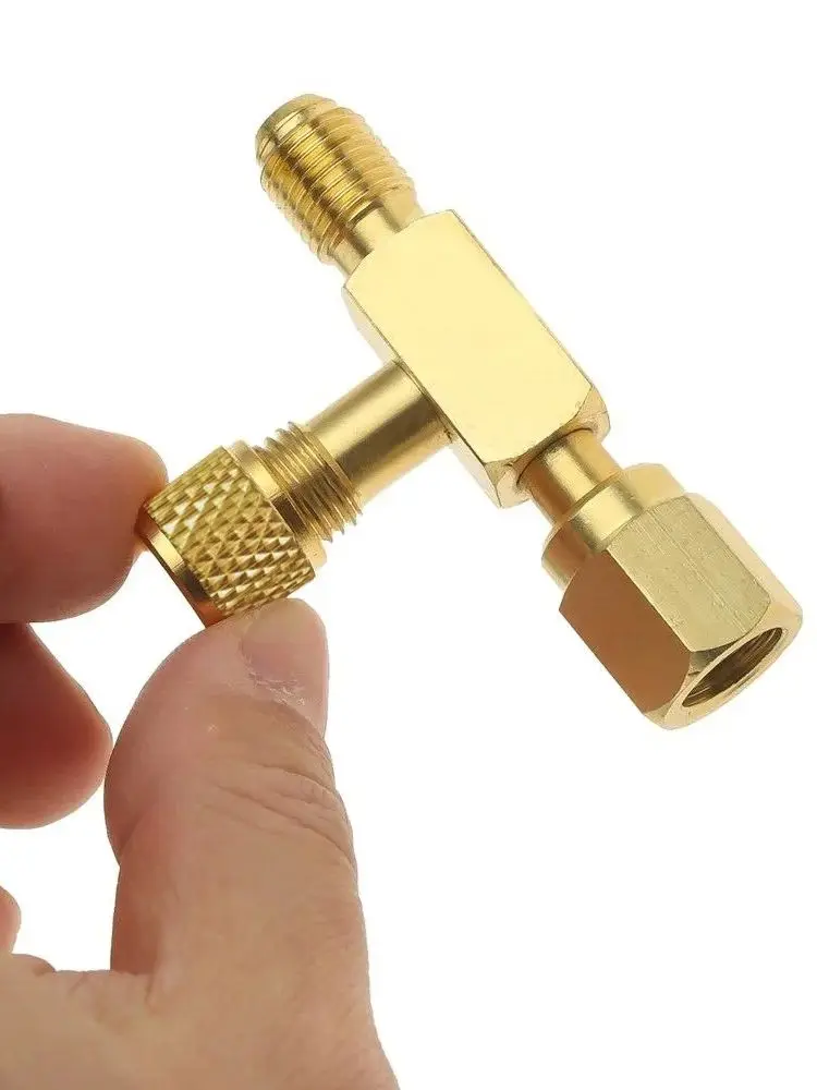​ Trójnik dostępu do szybkiego łączenia 1/4" Zawory SAE Adapter trójnika rdzeniowego ze złączem obrotowym do zaworu do napełniania cieczy i wykrywania nieszczelności — zdjęcie 2