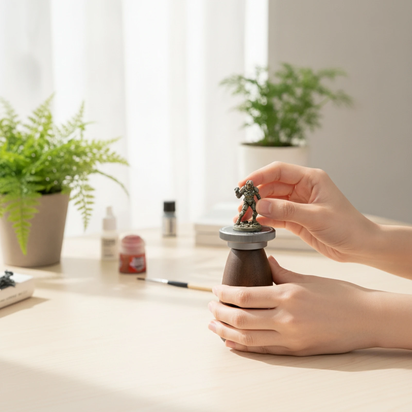 Miniature Painting Handle Handheld Model Painting Grip Miniature Holder with Rotating Platform Stable Hobby Tool Anti-Vibration