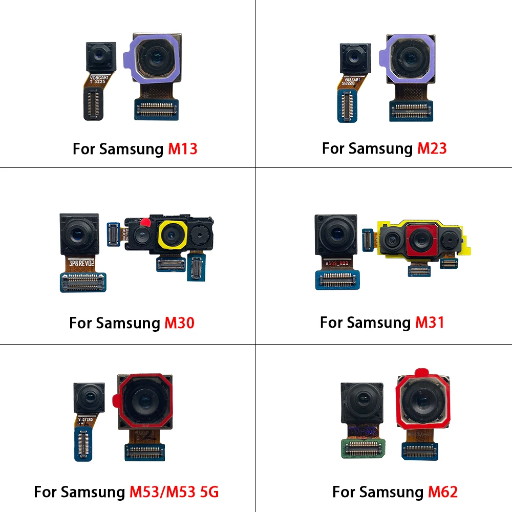 Tested For Samsung M13 M23 M30 M31 M32 M53 M62 M32 M22 M52 Back Rear Camera Module Flex + Front Facing Camera Replacement