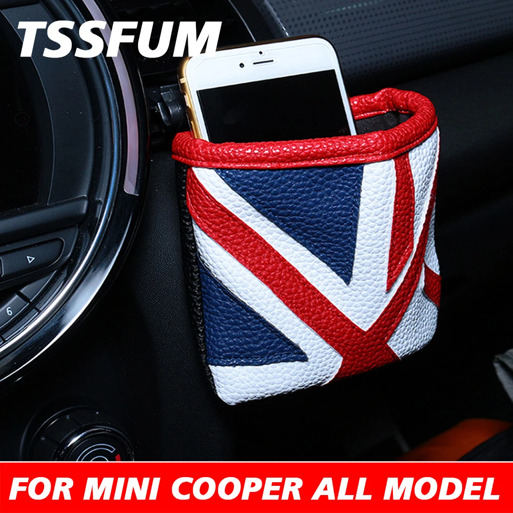 Union Jack For MINI COOPER S JCW One F55 F56 F54 R55 F60 R56 R50 Car Air Vent Outlet Storage Bag Pen Card Tickets Phone Holder