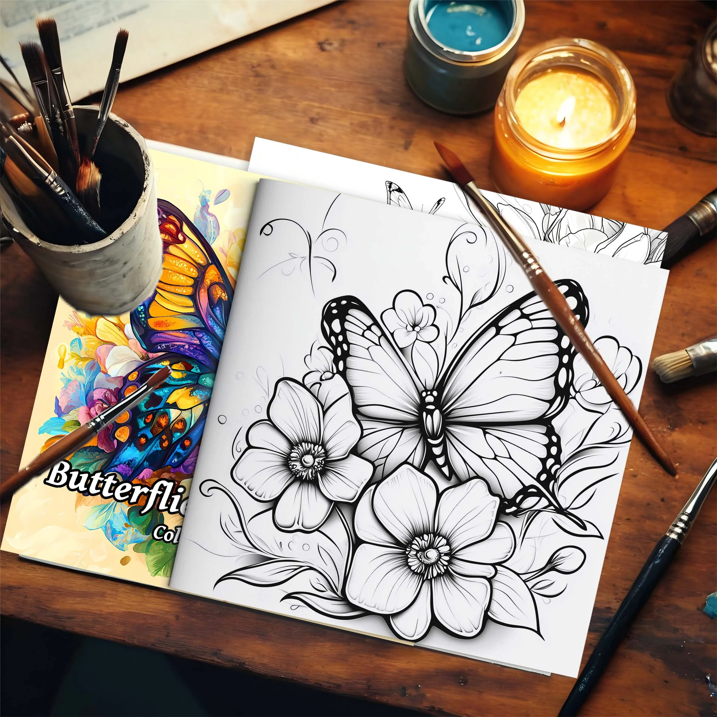 Butterfly and Flowers Adult Coloring Book - 20*20cm 24 Page Art Coloring Book - Helps Reduce Stress and Ease Emotions image 6