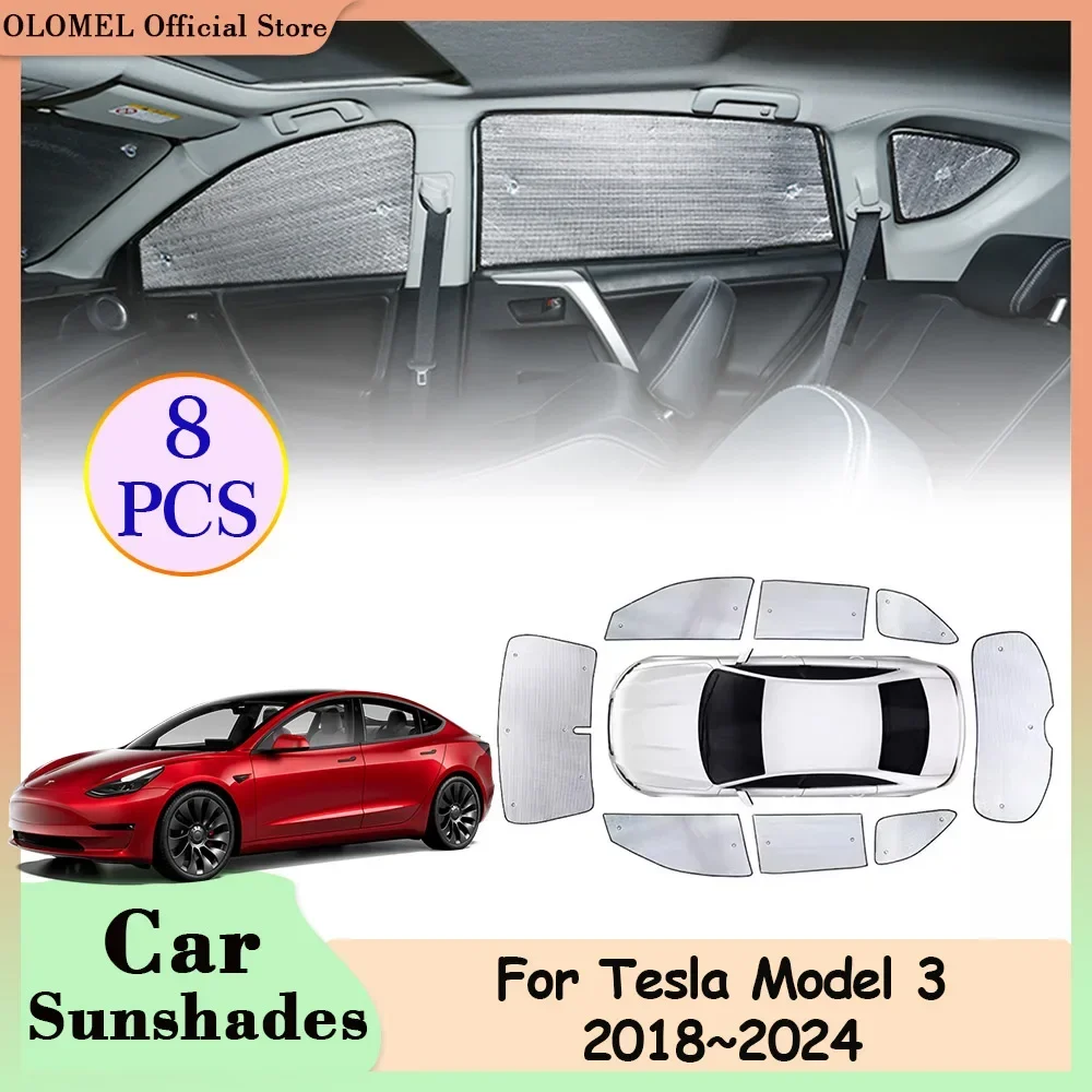 

Для Tesla Model 3 2018 ~ 2024 полное покрытие автомобильные солнцезащитные козырьки боковое окно заднее лобовое стекло солнцезащитный козырек анти-УФ-защита шторы аксессуары
