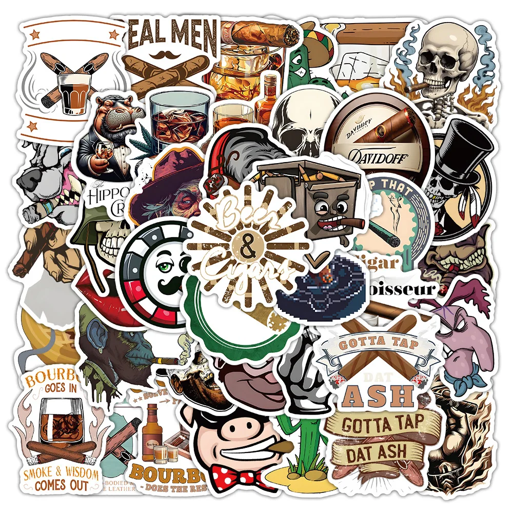 10/54 PCS Cartoon Cool Cigar Funny Meme Personality Smoking Creative Graffiti Stickers Decorate Laptop Motorcycle Suitcase