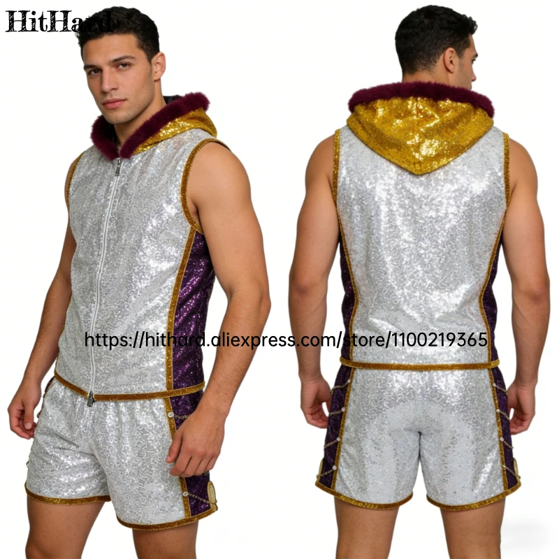 Boxing Gown Matching Boxing Shorts Set Muay Thai Shorts Hooded Jacket Robe Men Women Kids Kickboxing Training Competition Outfit