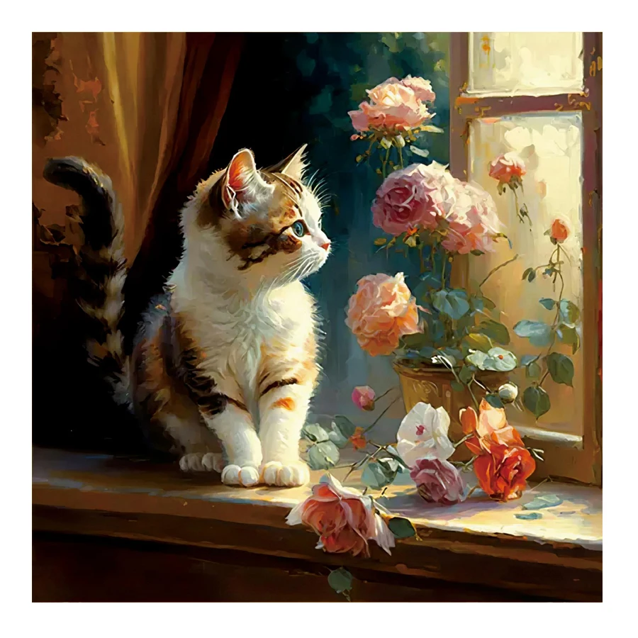 Little Cat punto croce Kit fatto a mano fai da te immagine animale ricamato a mano 11CT pittura decorativa per la casa artigianato rosa e Pussycat