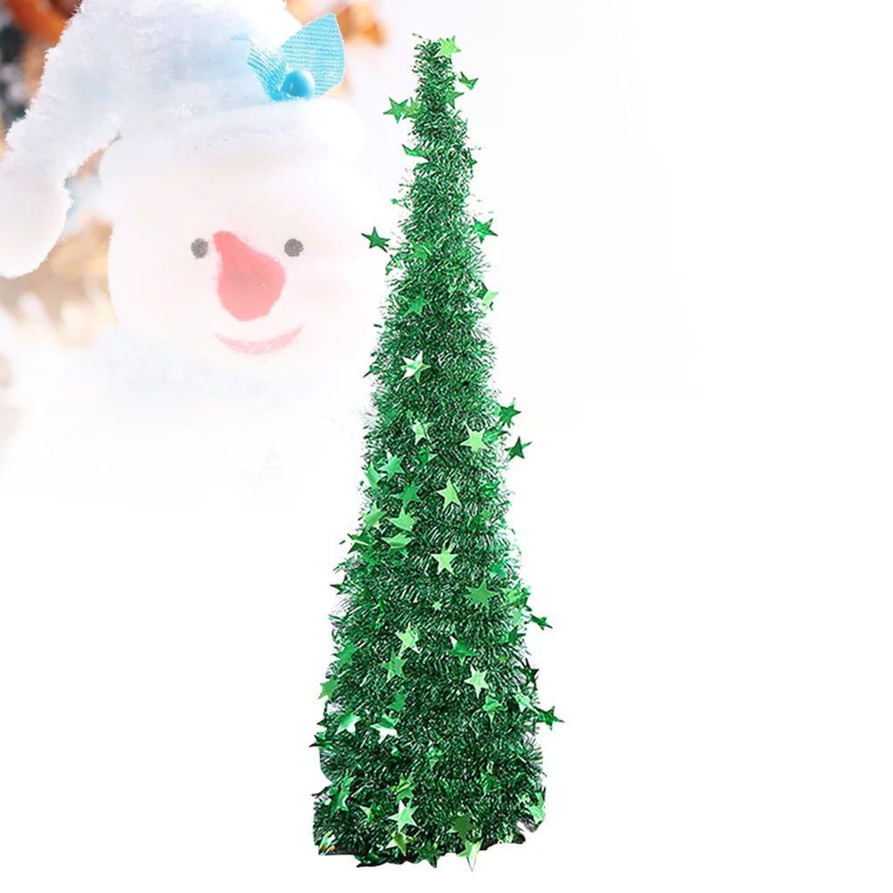 

Green Pet Plastic Foldable Telescopic Christmas Tree 120cm Home Party Decor Eco Friendly Reusable Pet Christmas Tree