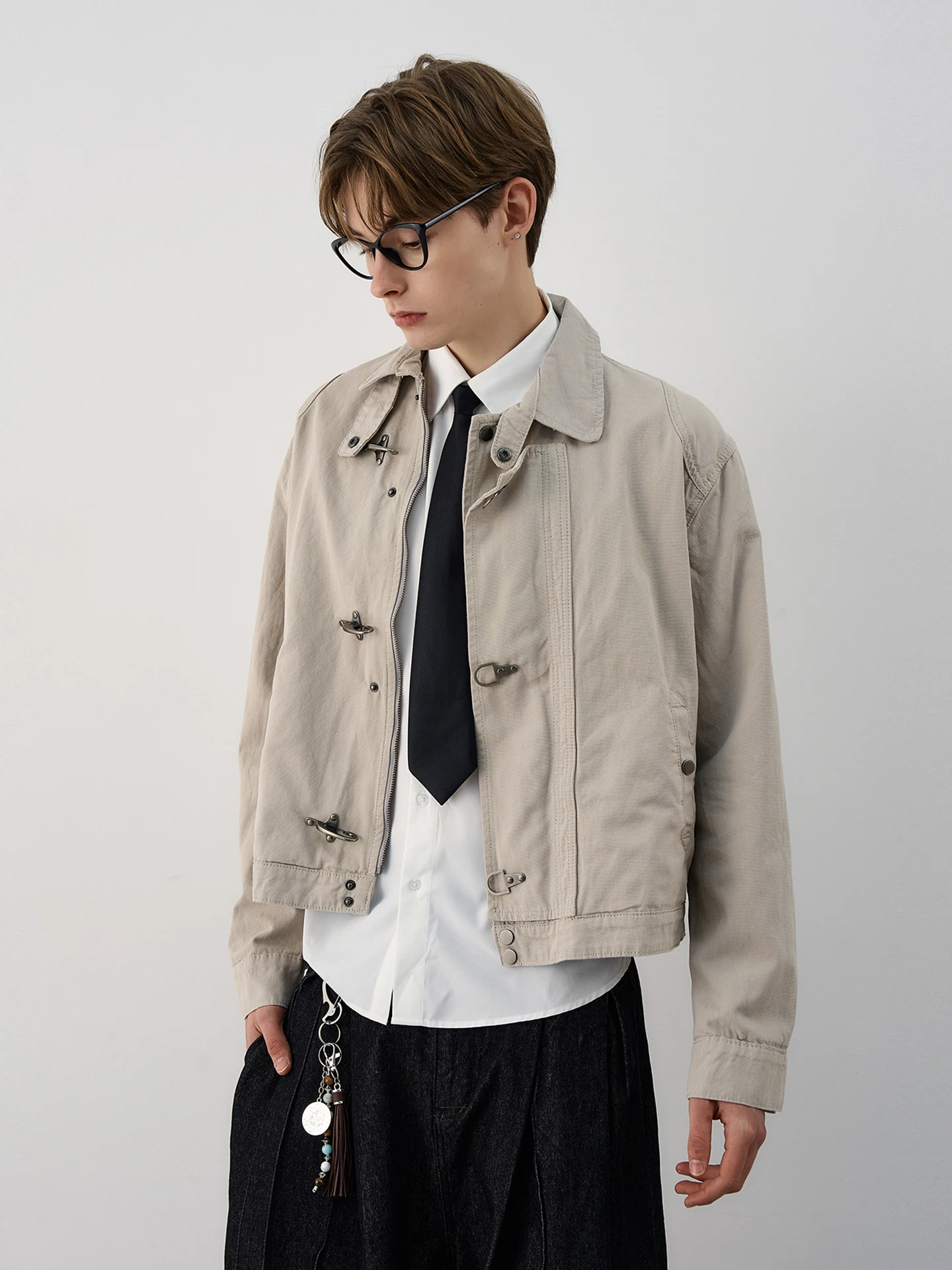 Fashionable unisex Korean style casual loose retro jacket aircraft buckle Y2K Harajuku retro Gothic high street jacket