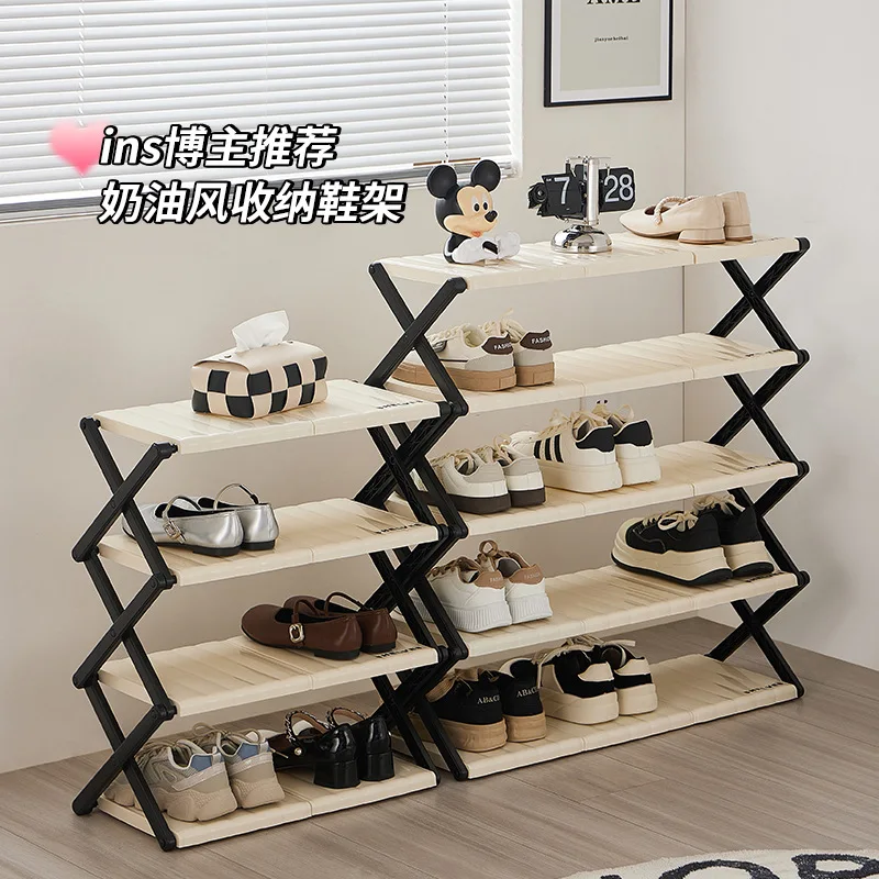 BV2  Folding shoe rack multi-layer space-saving simple household storage rack economical shoe cabinet door