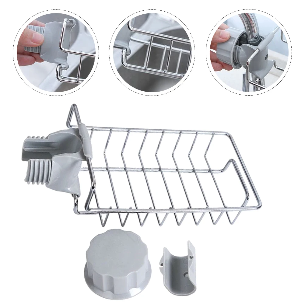 

Stainless Steel Sponge Storage Sink Organizer Drain Rack For Kitchen Clean Tools Duster Cloth Holder Space-Saving Drainage Shelf