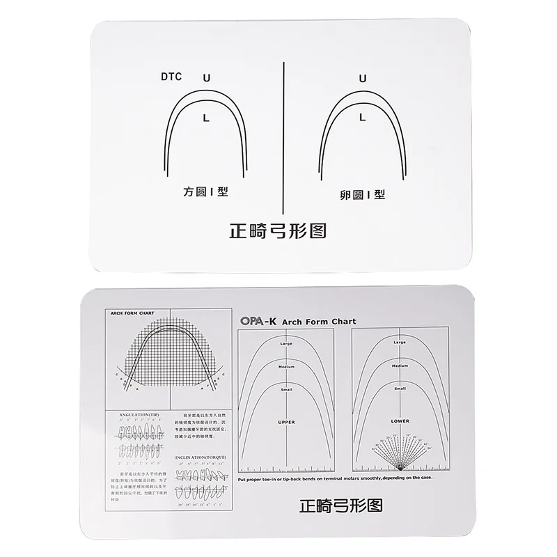 

1pc Orthodontic Arch Form Chart Nickel-Titanium Archwire Bending Comparison Chart Plastic Maxillary Arch Form Guide for Clinic