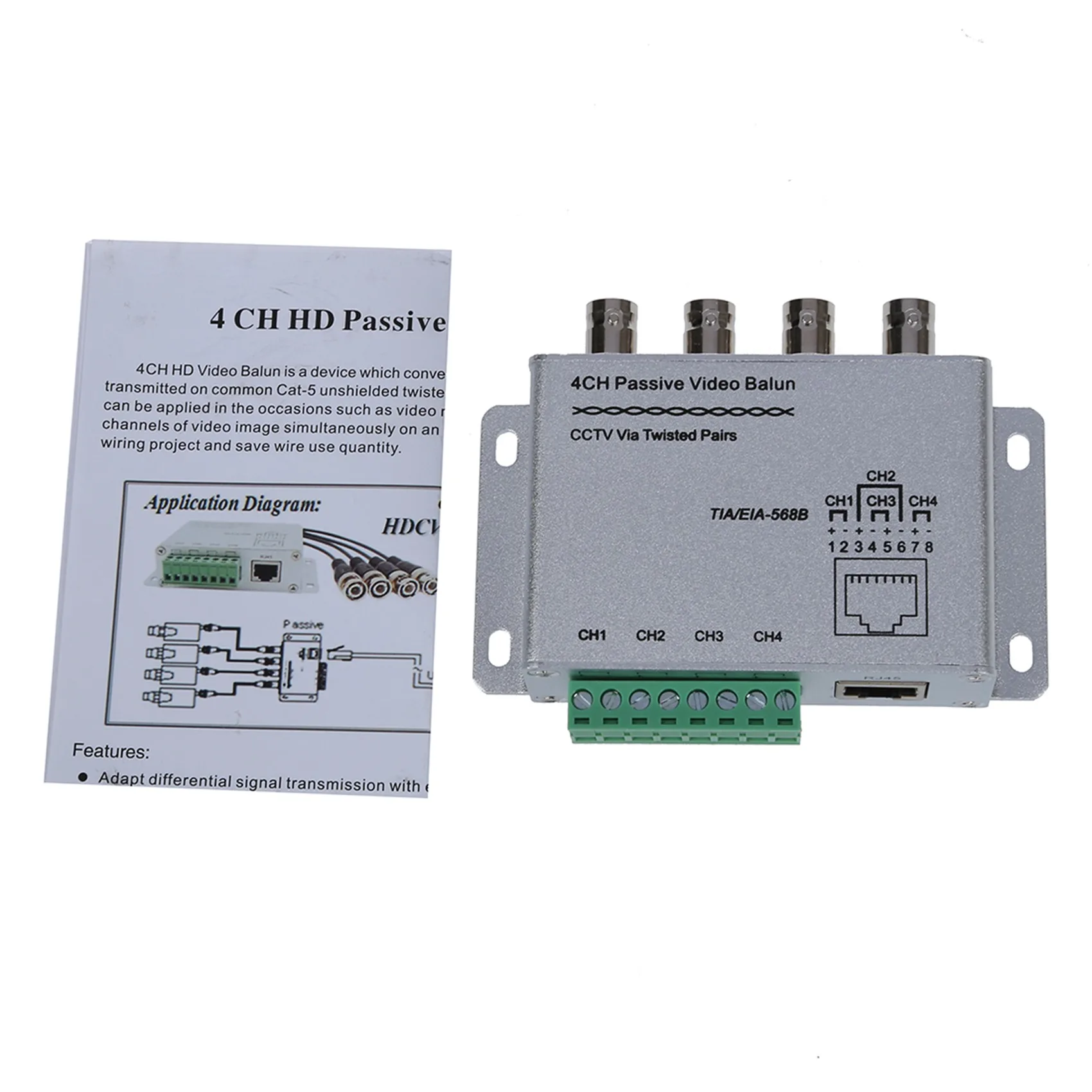 4X UTP 4 Channel Passive Video Balun Transceiver
