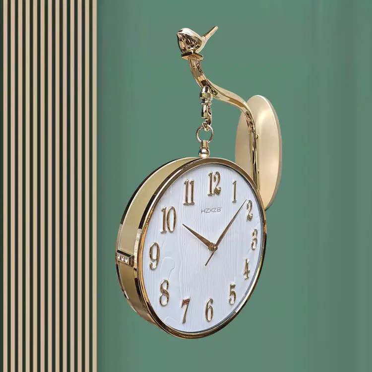 Double Sided Wall Clock Silent Movement Minimalist Design 30cm Metal Frame with Roman Numerals for Living Room Dining Decor