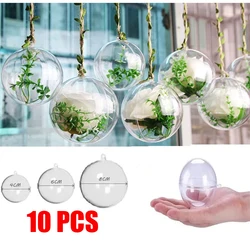 10Pcs Transparent Balls Acrylic Clear Hanging Open Plastic Round Ball Fillable Ornaments Party Wedding Xmas Decorations 4/6/8cm