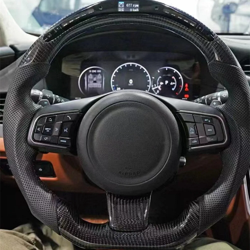 For Jaguar LED Carbon Fiber Modified Carbon Fiber Steering Wheel Buttons Multimedia Player Intelligent Control Android