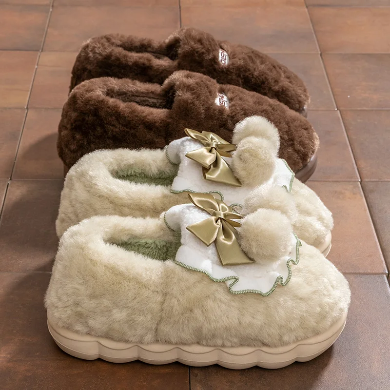 

Cotton slippers for women, autumn and winter bags, new indoor home items, anti slip thick soled plush warm cotton shoes