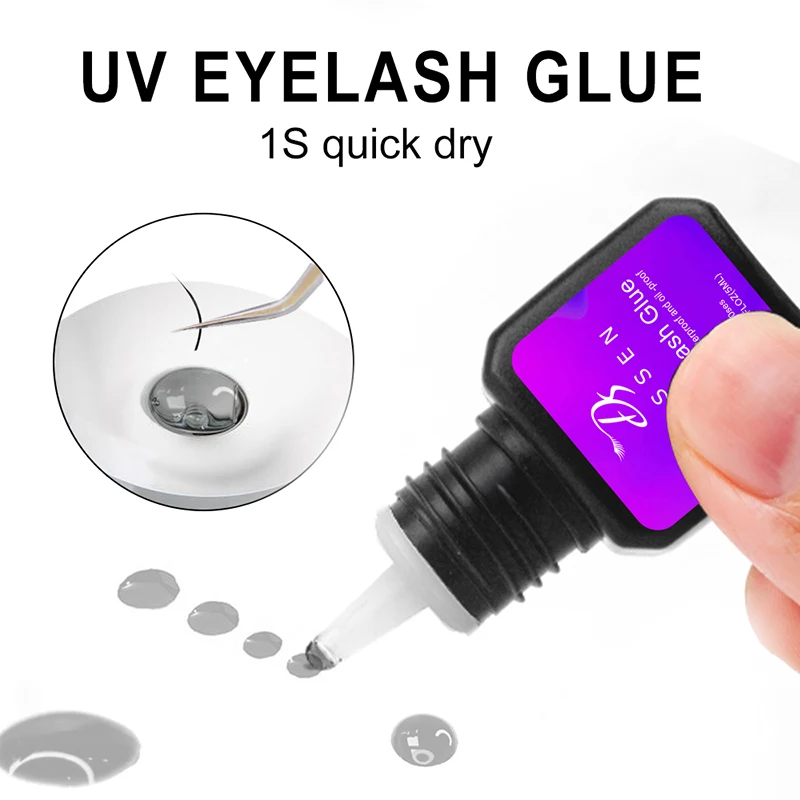 Dassen 5 ml, 1 Sekunde, schnell trocknend, stark, für falsche Wimpernverlängerung, UV-Kleber, Klebstoff, geruchsarm, Nerz-Wimpernkleber, UV