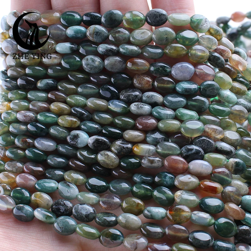 

6-8mm Agate Natural Stone Oval Beads Indian Agate Loose Spacer Freeform Bead For Jewelry Making Bracelet DIY