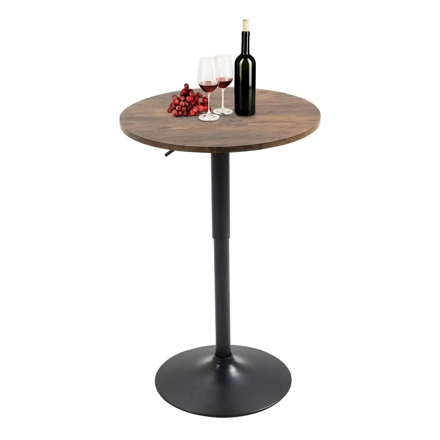 

Round Bar Table, Bistro Pub Table, Adjustable Height Pub Table, 360 Swivel Cocktail Bar Table with Metal Base and MDF Top, Suita