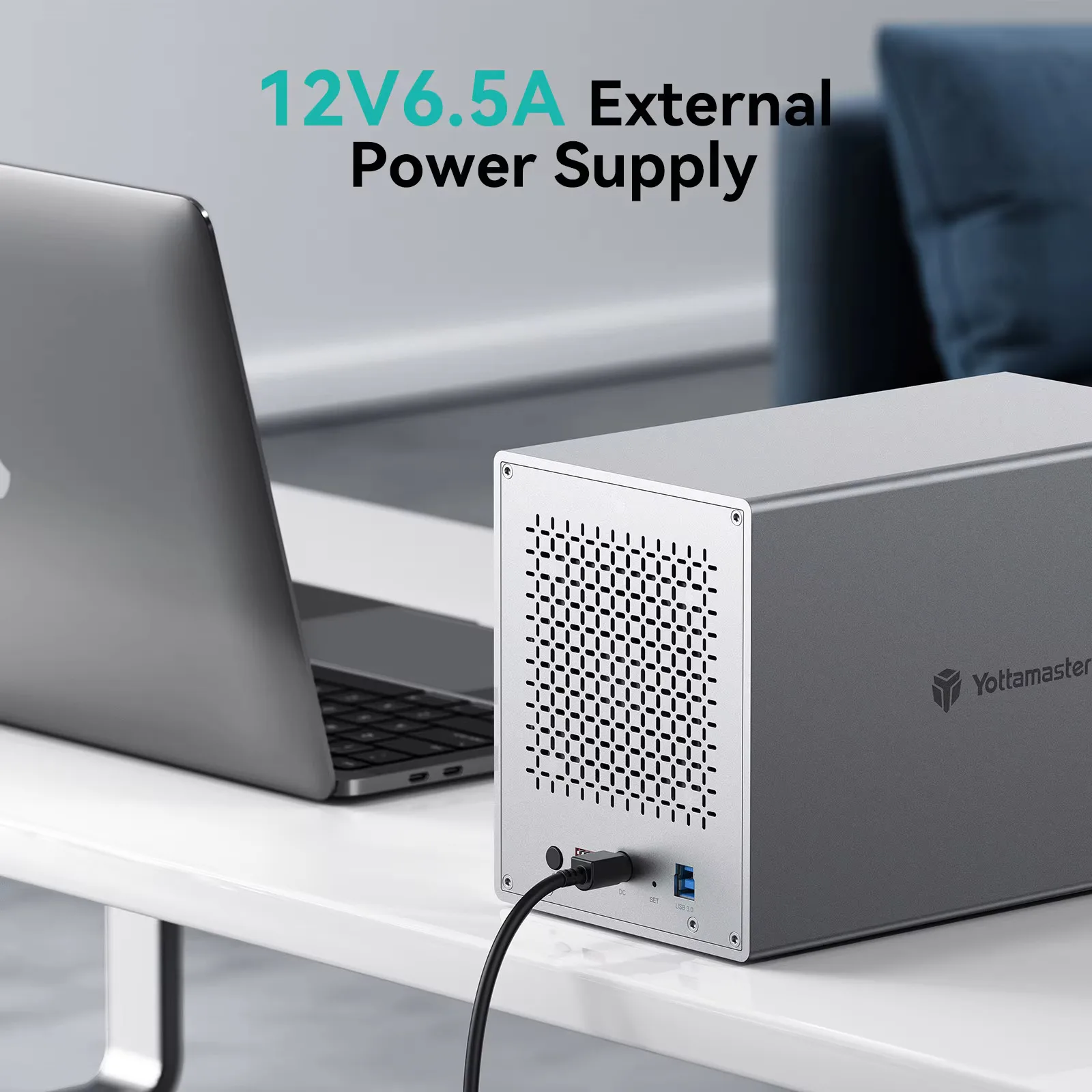حاوية محرك الأقراص الصلبة الخارجية Yottamaster 5 Bay RAID من الألومنيوم لـ 2.5 بوصة 3.5 بوصة SATA HDD/SSD للتخزين المباشر المرفق لنسخ البيانات