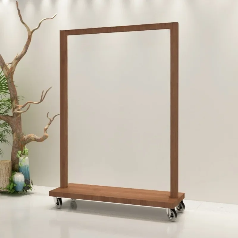 Clothing display rack Walnut solid wood floor-to-ceiling Zhongdao rack Buyer's store hanger Women's clothing display shelf