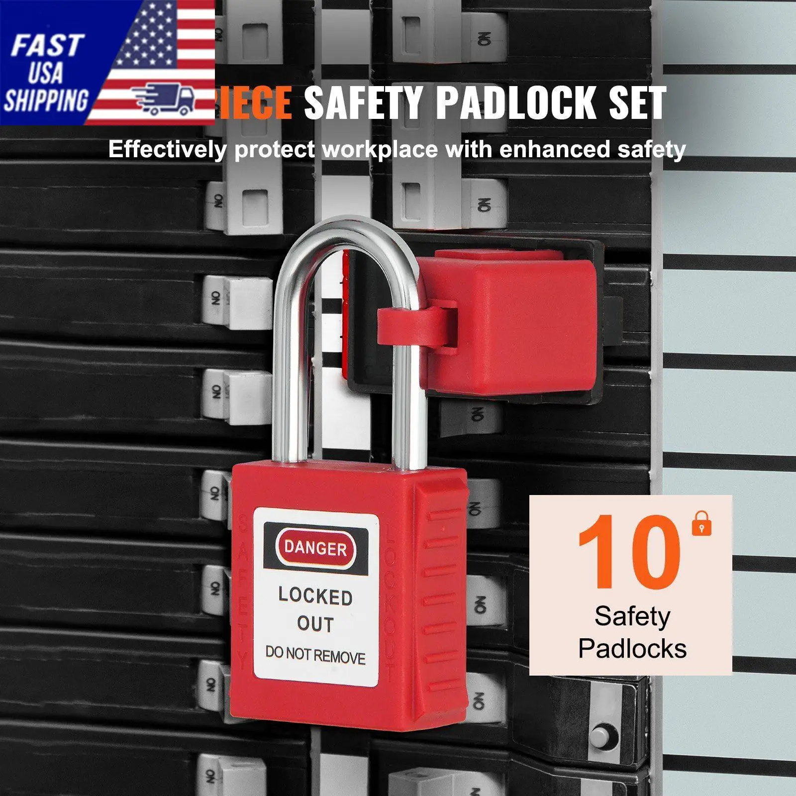 Lockout Tagout Locks Set, 10 PCS Red Safety Lockout Padlocks, with 2 Keys Per Lock, OSHA Compliant Lockout Locks, Lock Out Tag O