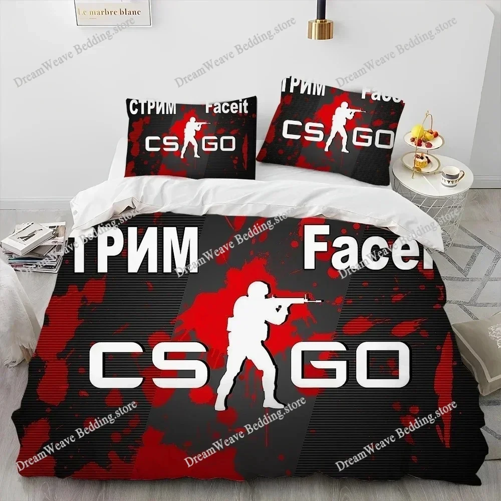 CS GO,Game Gamer,Counter Strike Comforter Bedding Set,Duvet Cover Bed Set Quilt Cover Pillowcase,king Queen Size Bedding Set Boy