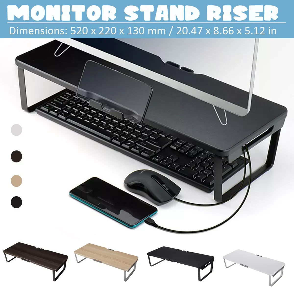 Stand Computer Riser 3 USB Port Support Charging Desk Phone Holder Multifunction Laptop Desk Monitor Holder Screen Shelf