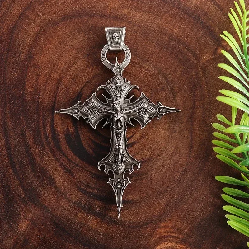 Dante Purgatory Cross Necklace Vintage Gothic Jesus Suffering Necklace Religious Christian Jewelry for Men and Women