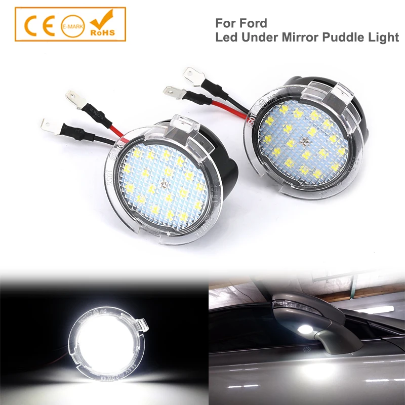 2Pcs LED Under Side Mirror Puddle Light Lamps For Ford S-max Edge Fusion Flex Explorer Mondeo Taurus F-150 Expedition