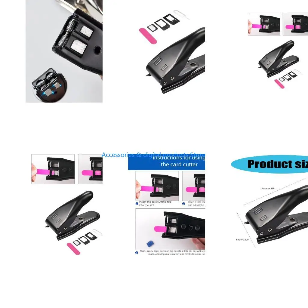 77JD Card Cutter Smartphone Accessories Card Cutting Tool with Ejection Pin and Adapter Easy to Operate
