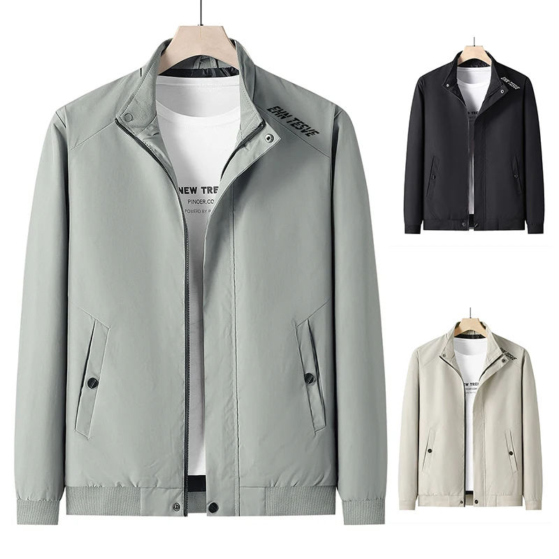 

Мужская куртка больших размеров, простая однотонная повседневная классическая уличная весенне-осенняя спортивная одежда, молодежное модное пальто для мужчин