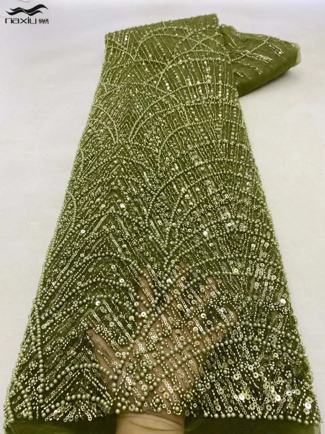 Madison African Sequins Beaded Groom Lace Fabric High Quality French Tulle Lace Fabric 2026 Embroidery Nigerian Lace Fabrics