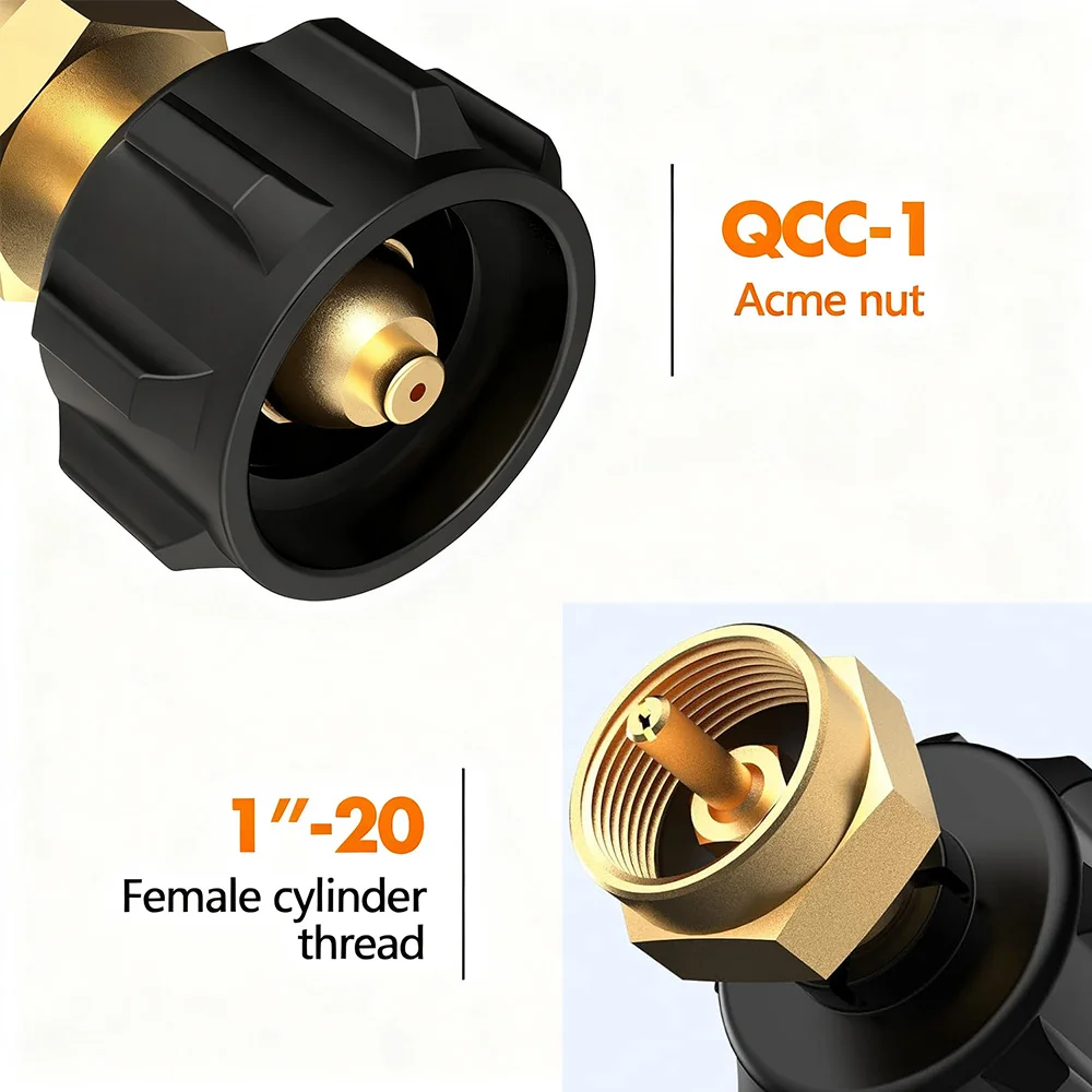 1 adaptador de repuesto de propano para tanques de 1 lb, adaptador de propano de llenado de 1 lb a partir de 20 lb, tanque de cilindro de gas LP de latón macizo