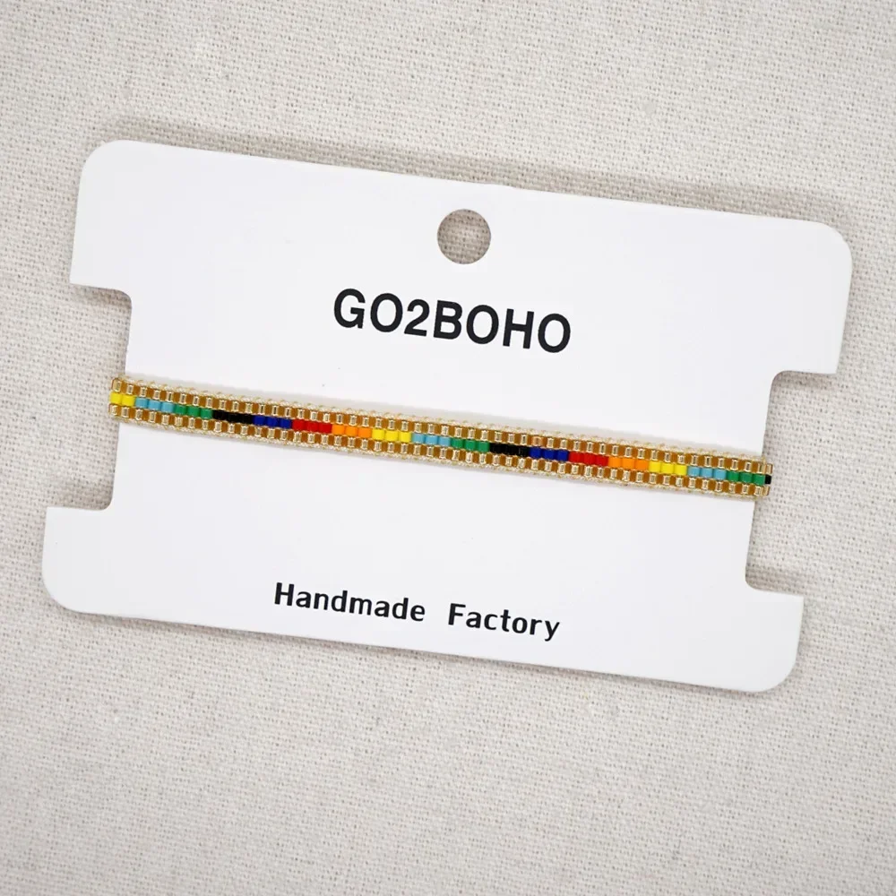 Beaded bracelet Rainbow originality colour Hand knitting Bohemia adjustable gradient tide simple Rice bead bracelet