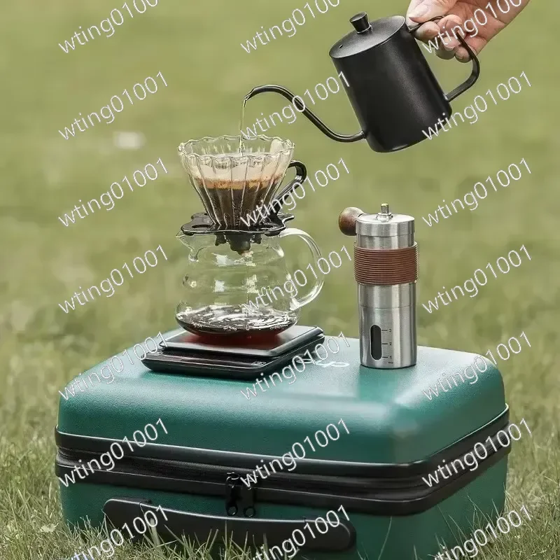 11-13 Pieces Hand Pour Coffee Set 600ML Glass Server Kettle Manual Grinder Digital Scale Portable Travel Coffee Brewing Kit