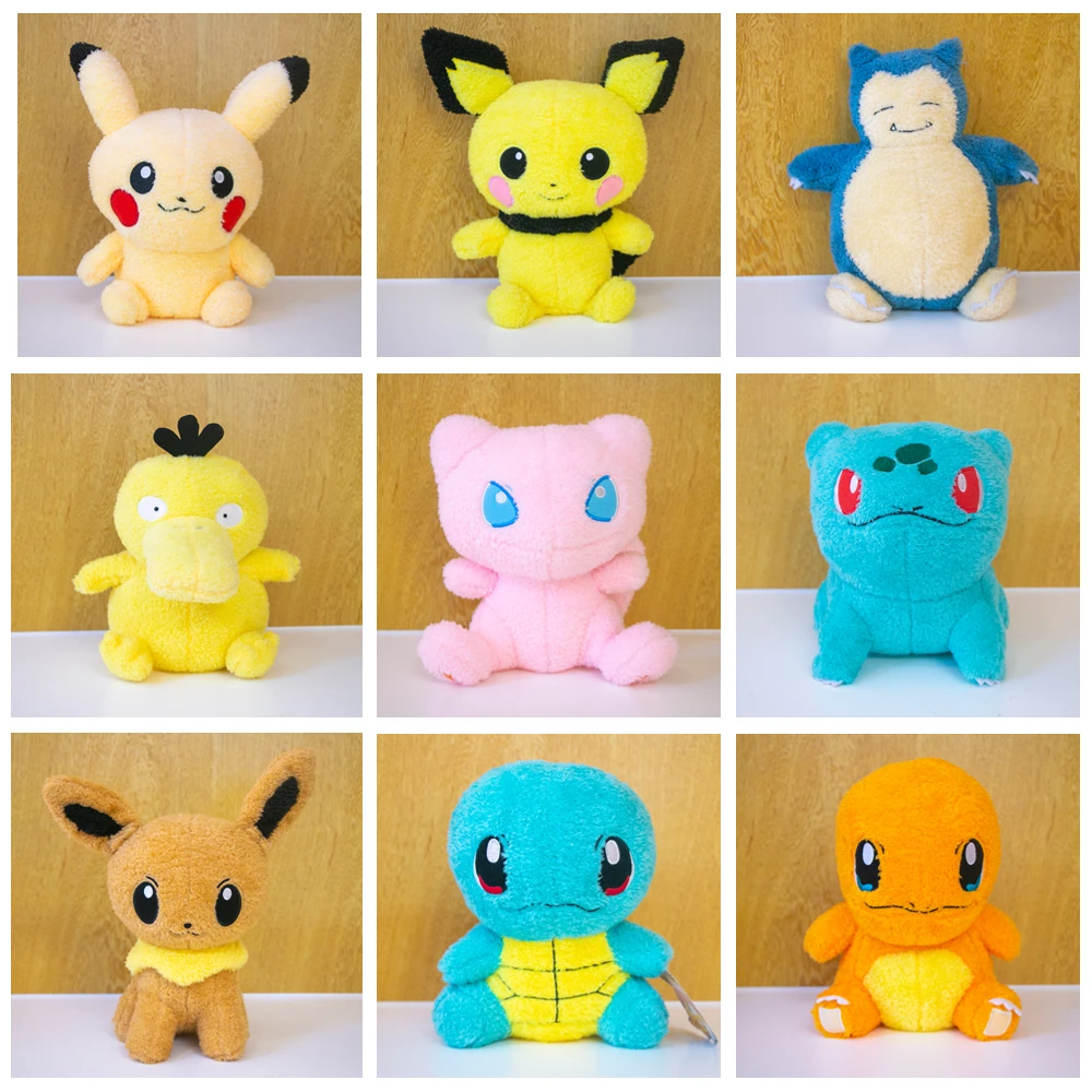 

20-25cm Pokemon Plush Pikachu Pichu Psyduck Snorlax Bulbasaur Charmander Squirtle Cartoon Anime Cute Dolls Toys Kids Xmas Gifts