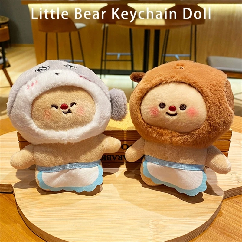 Butter Bear Schoolbag Pendant Keychain Large Bear Funny Sweet Bear Cartoon Charm for Boys Girls Vending Machine