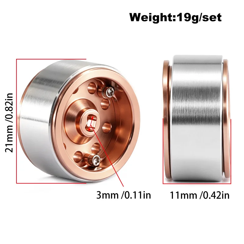 4Pcs Aluminum 0.7inch Beadlock Wheel Rims for 1/30 Axial SCX30 Jeep Wrangler K10 Ford Bronco RC Car Upgrade Accessories