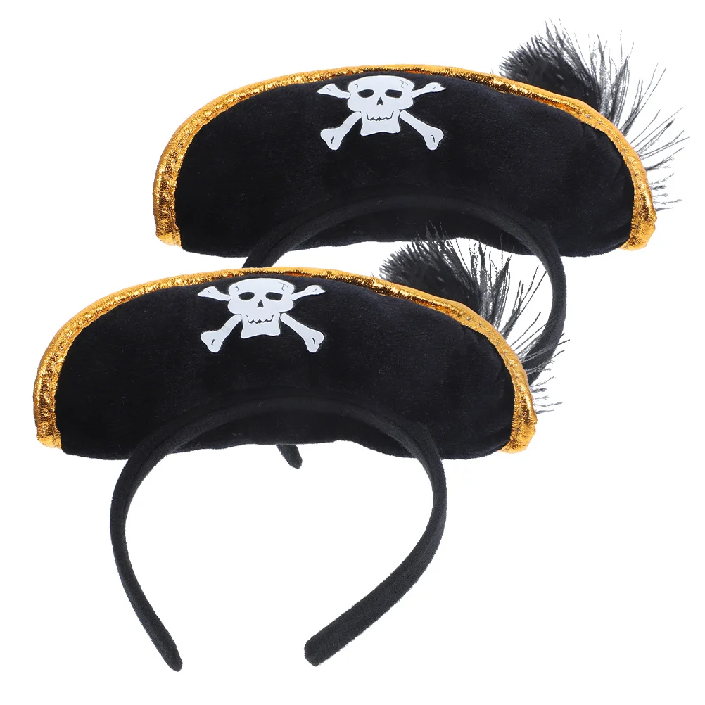 2 Pcs Skull Hat Headband Halloween Costumes Pirate Headdress Performance Prop Props Novel