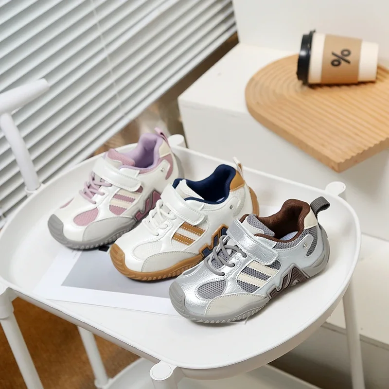 Kids Mesh Patchwork Sneakers Boys Girls Adjustable Velcro Strap Non-slip Anti-collision Soft Sole Casual Running Shoes Toddler