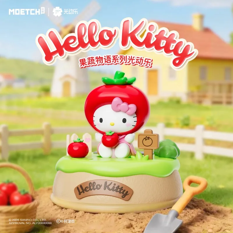 Moetch Hello Kitty Fruit Vegetable Story Series Light-Up Solar Energy Blind Box Cute Anime Figure Doll Model Collect Ornaments