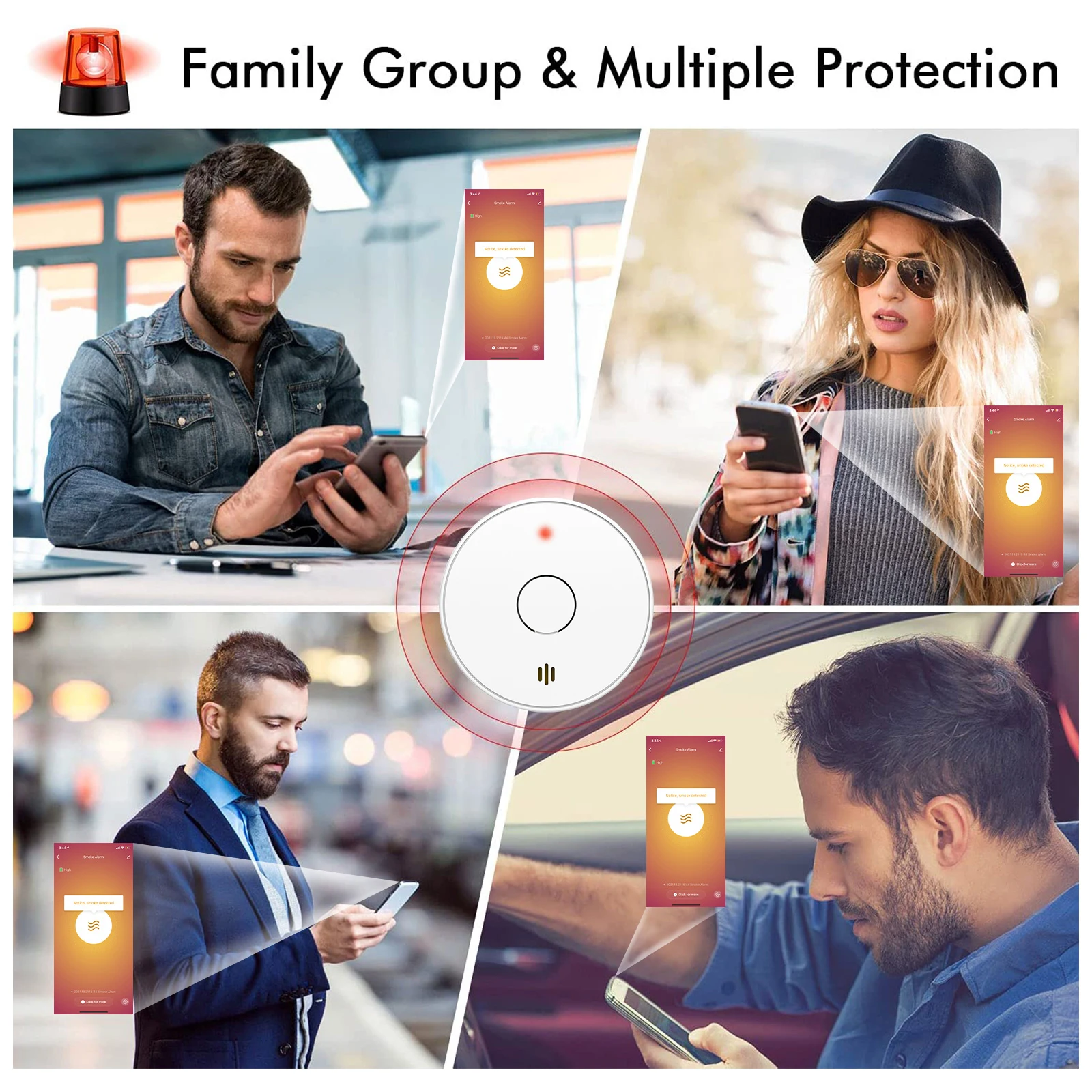 Smoke Alarm for Home 10-Year Battery Smoke Detector Fire Alarm with Big Test/Silence Button Conforms to EN14604 Standard