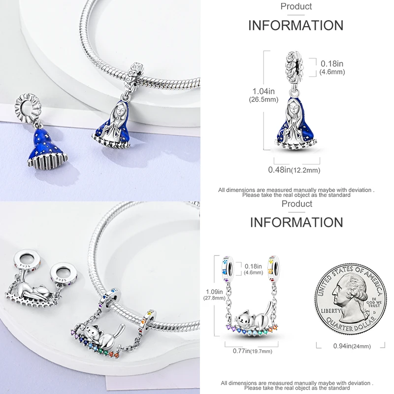 925 Sterling Silber Kaffeekanne Pfotenabdruck Koffer Kunstpalette Böser Blick Elefanten-Charm-Perlen Original DIY Armband Geschenk für Frauen – Detail 19