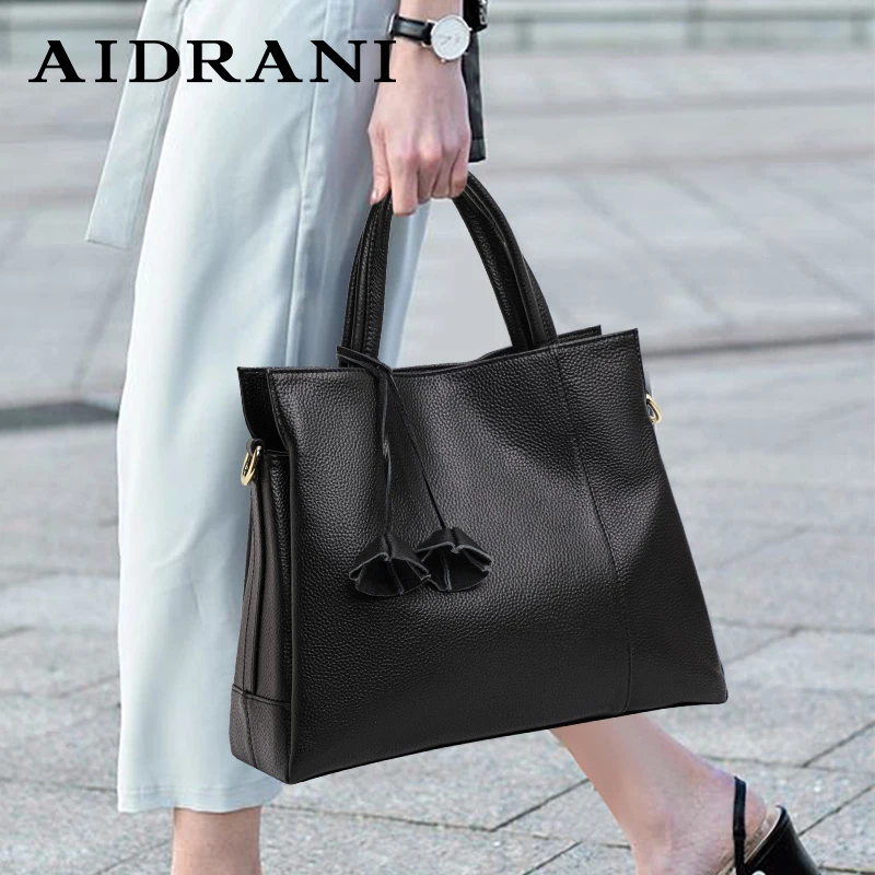 Aidrani  Genuine leather high-capacity fashion women's handbag made of 100% soft cowhide shoulder bag