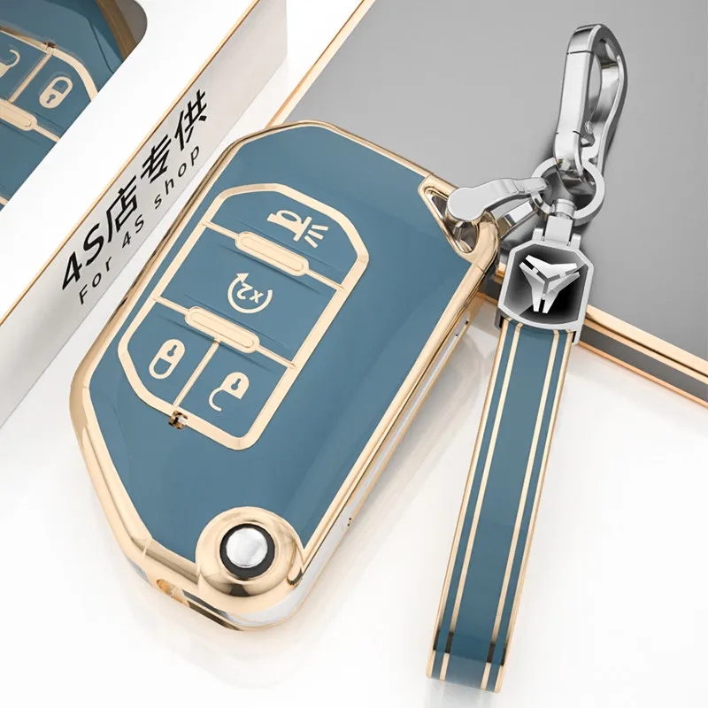 For JEEP Grand Cherokee Gladiator Wrangler JT JLU TJ JL Renegade Compass TPU Key Case Shell Fob Cover Holder Keyless