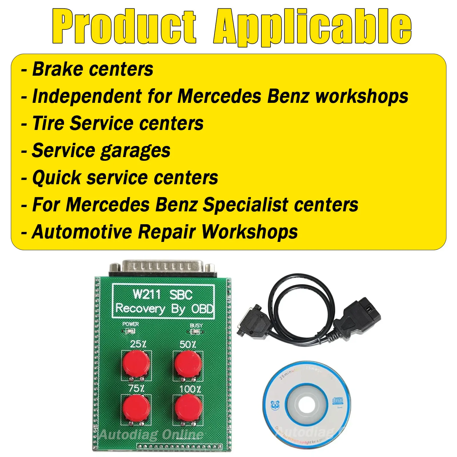 لمرسيدس بنز SBC/ABS أداة إصلاح Obd2 Reocvery أداة C249F SBC ABS W211 R230 الانتعاش بواسطة obd مباشرة W211 SBC إعادة تعيين أداة