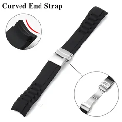 Curved End Silicone Watch Band 20mm 22mm for Omega for Seiko Bracelet  Men's Sport Rubber Bands for Samsung Galaxy Watch 4 5