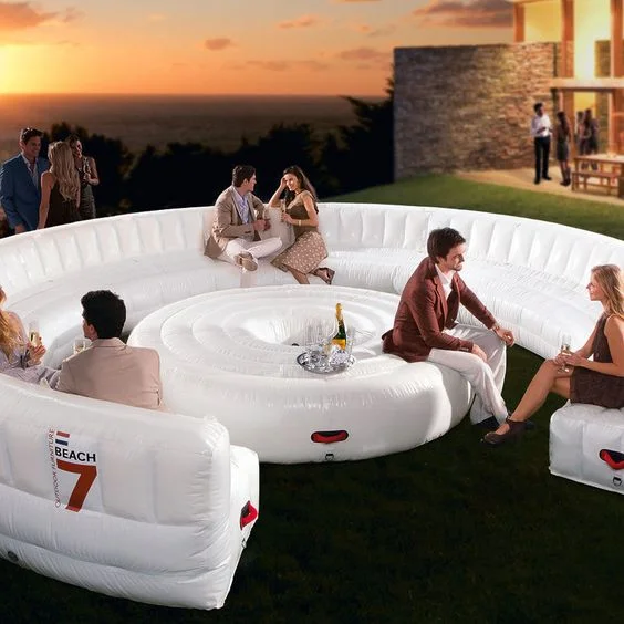 Sofá inflable en forma de s para publicidad, silla Circular para exteriores